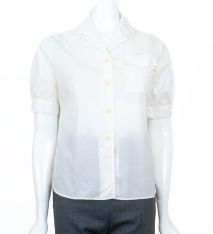 1950s White Cotton Fitted Blouse