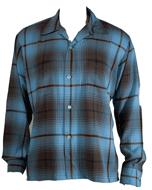 1950s Shadow Plaid Rayon Shirt