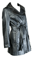 Early 70s Black Leather Belted Jacket