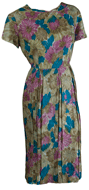 1950s Satin Print Dress