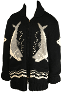 1950s Black Cowichan Style Sweater