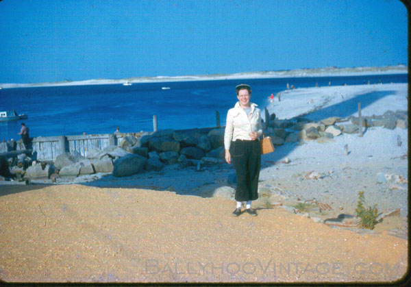 Late 40s-early 50s Wide Leg Blue Jeans on the Beach