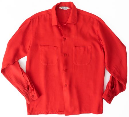 1950s Red Gab Sport Shirt: Ballyhoovintage.com 