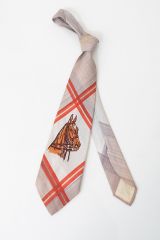 40s Hand Painted Horse Tie
