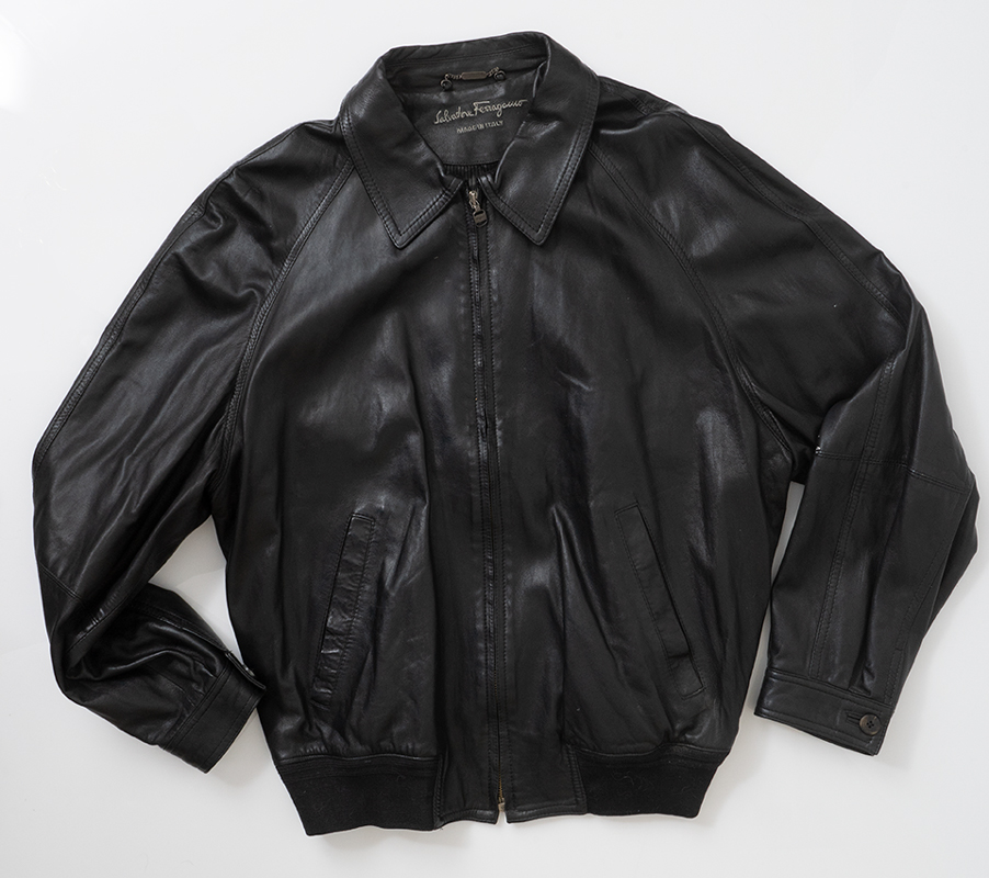 1980s Ferragamo Leather Bomber Jacket: Ballyhoovintage.com