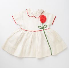 Adorable Rose Applique 1950s Toddlers Dress