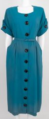Vibrant 1950s NOS Teal Rayon Dress