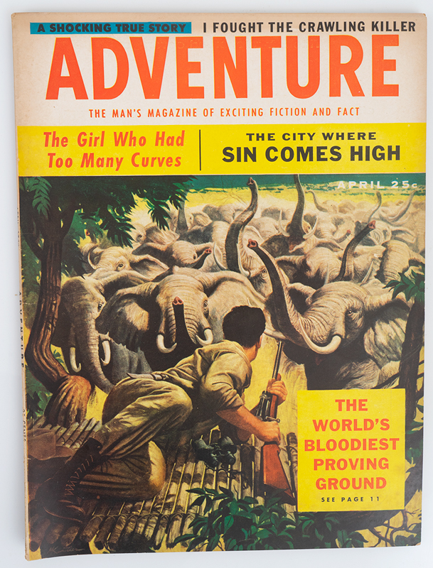 Adventure Pulp Magazine April 1956: Ballyhoovintage.com
