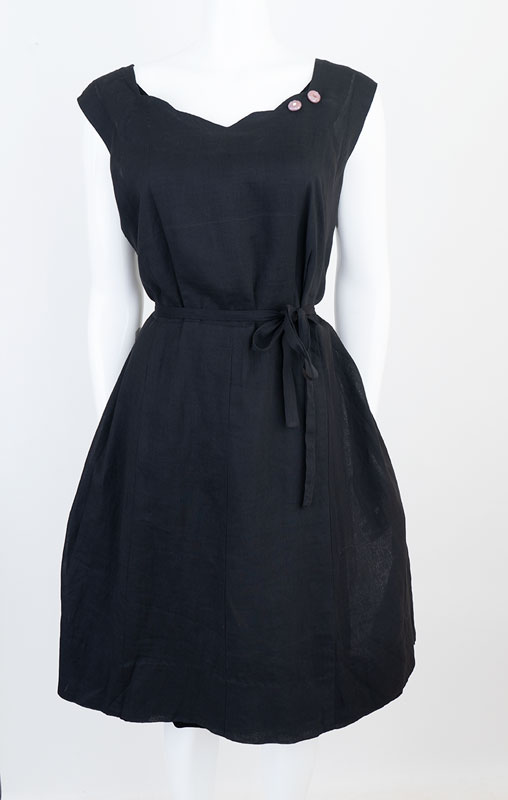 Black Linen 1950s Dress Ballyhoovintage black-linen-1950s-dress-ballyhoovintage