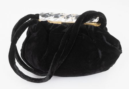 Black Velvet & Lucite Vintage Evening Purse