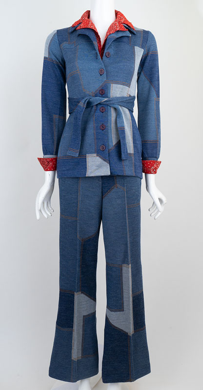 1970s Denim Novelty Print Pantsuit