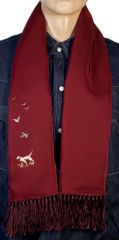 Vintage Silk Scarf with Hunting Dog Embroidery