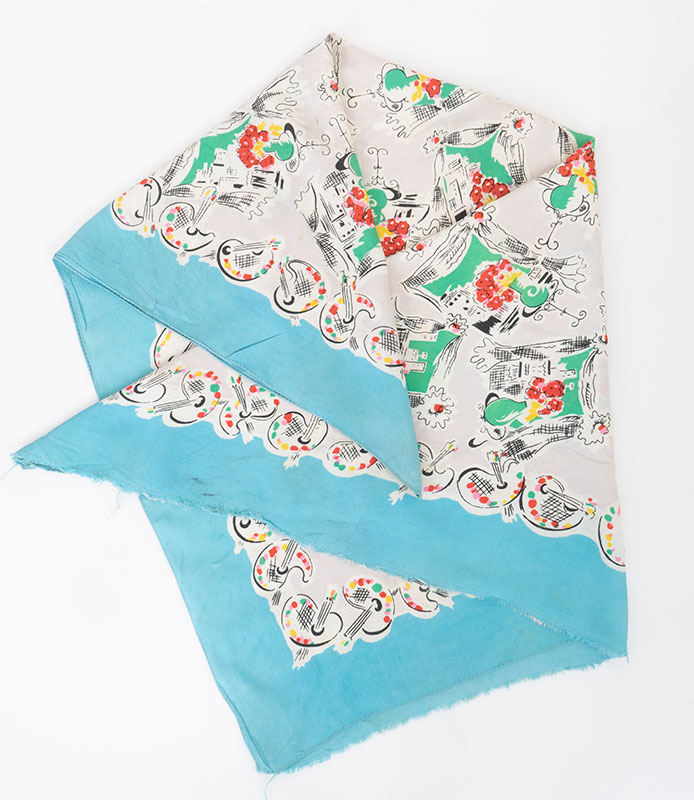 1950s Cold Rayon Print Scarf