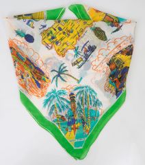 Vintage Silk Puerto Rico Souvenir Scarf