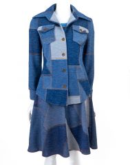1970s Faux Denim Patchwork Dress and Shirt Jac