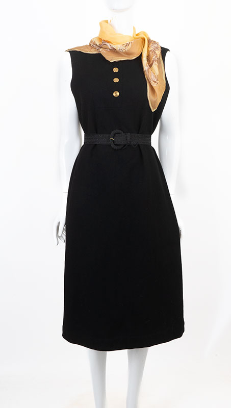 1980s black dress Vintage 1960 Black Sequin Cocktail Dress w/ Bow main image 1