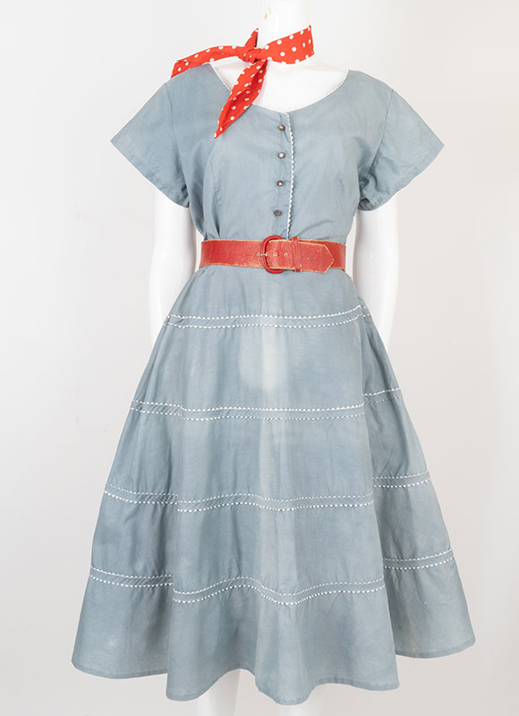 slim fit dress slacks Blue Wool Fit & Flare Dress – 50s Vintage Long Sleeve
