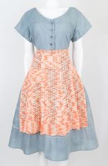 Vintage Coral Pink Space Dye Crochet Apron