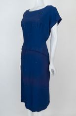 1950s Sharkskin Studded Cocktail Dress
