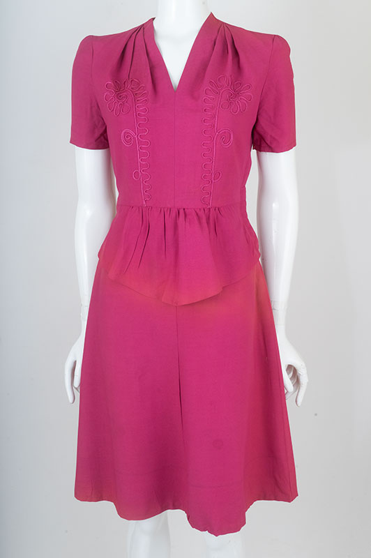 Shocking Pink 1930s Crepe Dress