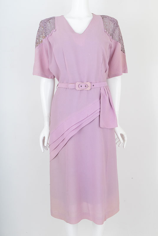 1930s Lavender Crepe Asymmetrical  Dress