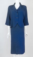 1950s Novelty Print 2 Pc Dress Ensemble