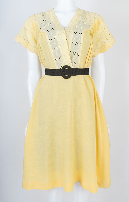 Vintage Lemon Yellow Rayon 1950s Dress