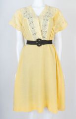 Vintage Lemon Yellow Rayon 1950s Dress