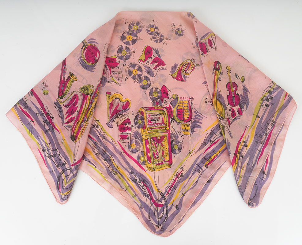 1940s Jukebox Swing Era Silk Scarf