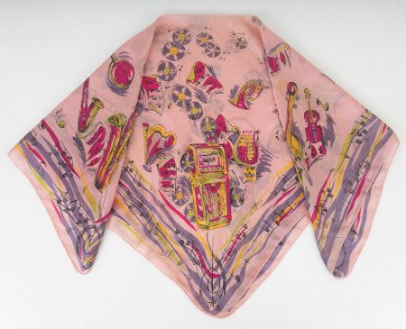 1940s Jukebox Swing Era Silk Scarf: Ballyhoovintage.com