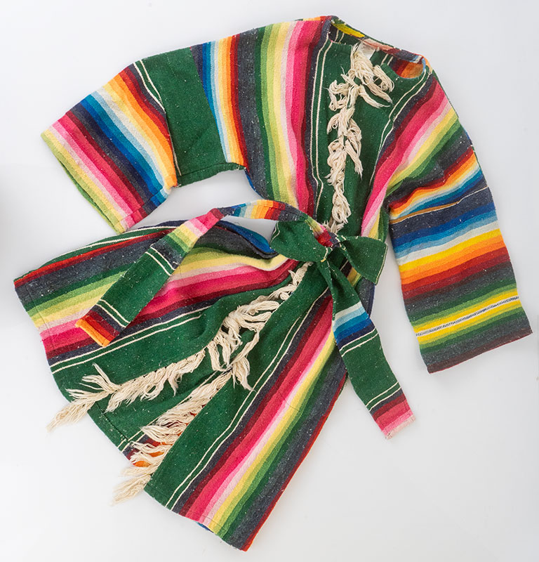 1970s Serape Stripe Woven Rainbow Wrap Jacket