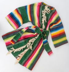 1970s Serape Stripe Woven Rainbow Wrap Jacket