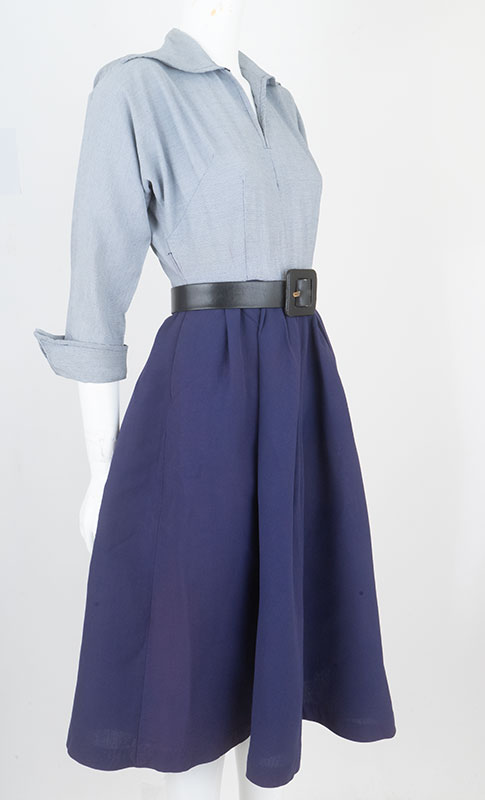 1940s 2 Tone Gabardine Dress