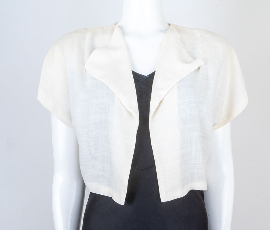 1940s White Linen Shrug Jacket