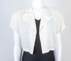 1940s White Linen Shrug Jacket