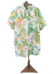 1940s Hawaiian Beach Cover-up Blouse Wahine Print