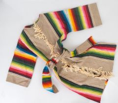 1970S SERAPE STRIPE WOVEN RAINBOW WRAP JACKET