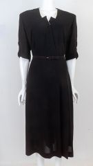 1940s Black Rayon Crepe Cocktail Dress NOS