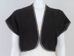 Vintage Black Cotton Shrug Bolero Jacket