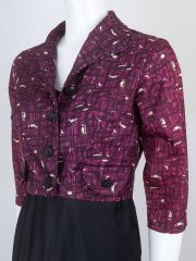 Vintage Novelty Print Satin Jacket