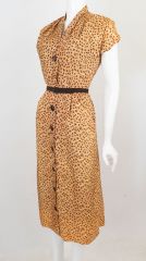 1940s Leopard Print Shirtmaker Dress