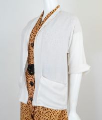 White 1950s Cardigan Light Jacket