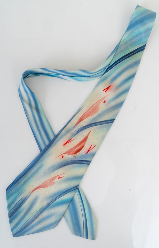 1940s-50s Airbrushed Silk Tie