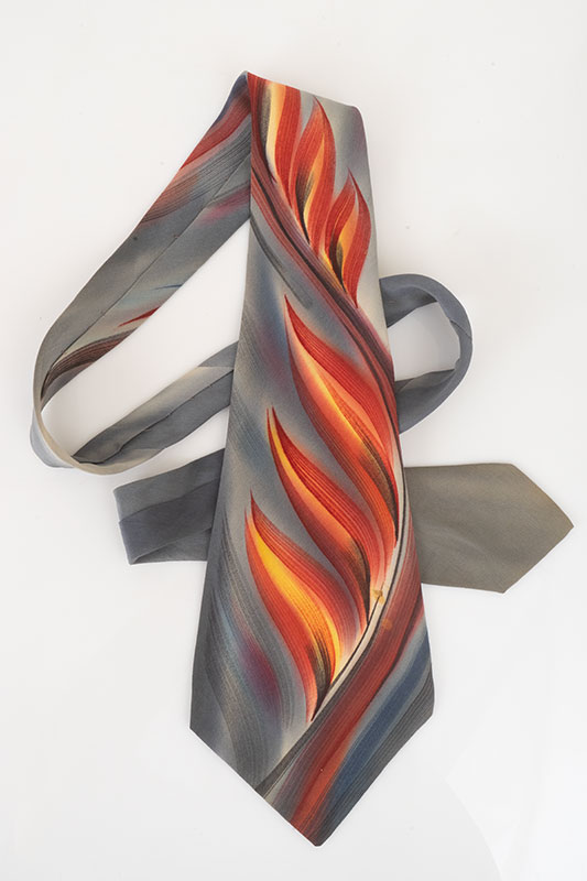 1940s Wide Hand Painted Flame Necktie