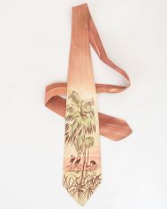 Vintage hand painted Palm Tree & Flamingo Tie