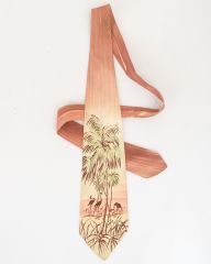 Vintage hand painted Palm Tree & Flamingo Tie