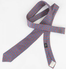 1960s Blue Silk Skinny Tie W/ Red Paisleys
