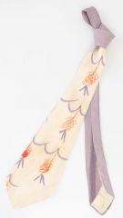 1940s-50s Hand Painted Silk Crepe Neck Tie