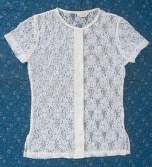 1960s Stretch Lace White Blouse