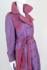 1970s Suede & Leather Purple Trench Coat